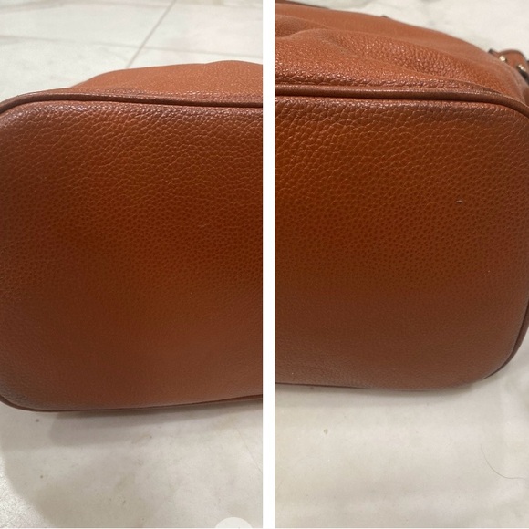 Vintage Prada brown cognac Vitello Daino leather top zip Tote 👜 made in Italy - Picture 11 of 16